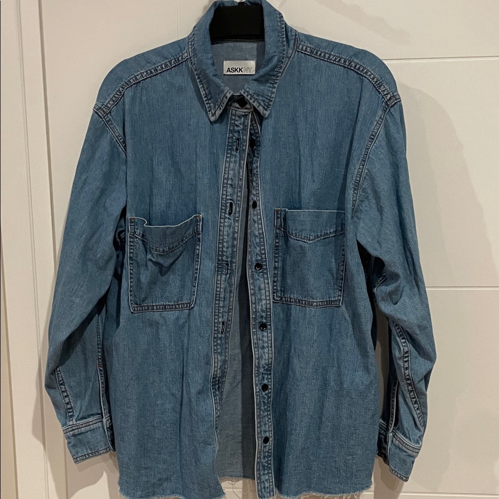 ASKK NY Women's Blue Button Down Shirt